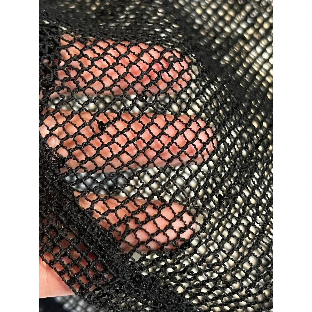 Women’s Swim Cover Up Size S Mesh Black Sequins‎ One Pocket Sheer Tank Pullover.